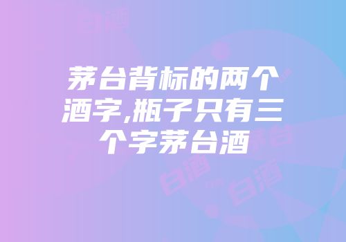 茅台背标的两个酒字,瓶子只有三个字茅台酒