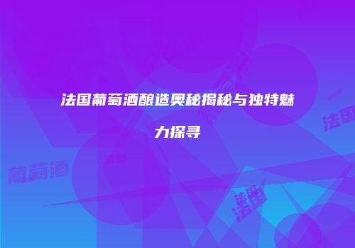 法国葡萄酒酿造奥秘揭秘与独特魅力探寻