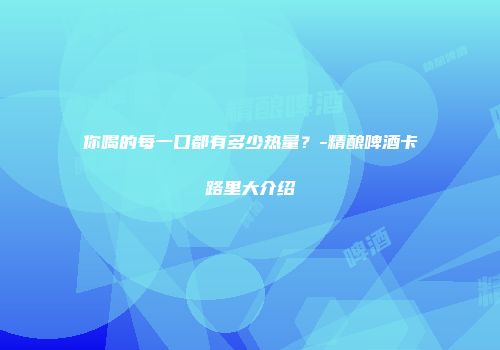 你喝的每一口都有多少热量？-精酿啤酒卡路里大介绍