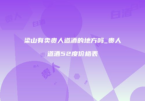 梁山有卖贵人道酒的地方吗_贵人道酒52度价格表