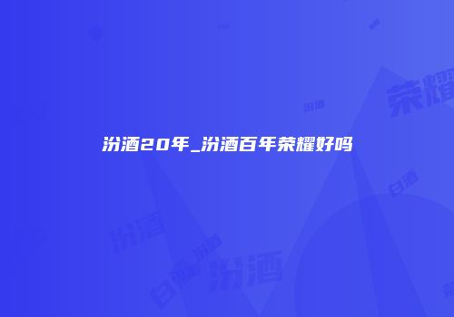 汾酒20年_汾酒百年荣耀好吗