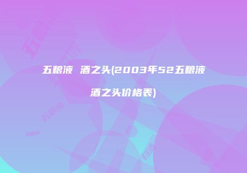 五粮液 酒之头(2003年52五粮液酒之头价格表)