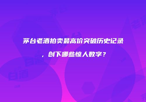 茅台老酒拍卖最高价突破历史记录，创下哪些惊人数字？