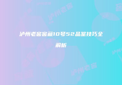 泸州老窖窖藏10号52品鉴技巧全解析