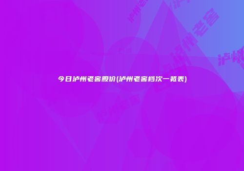 今日泸州老窖股价(泸州老窖档次一览表)