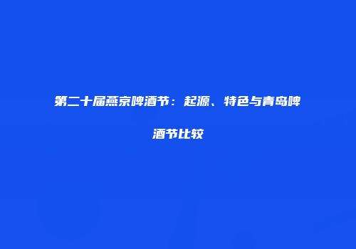 第二十届燕京啤酒节：起源、特色与青岛啤酒节比较