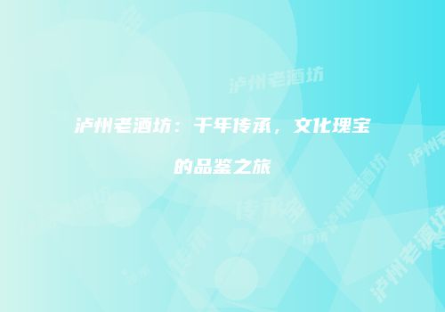 泸州老酒坊：千年传承，文化瑰宝的品鉴之旅