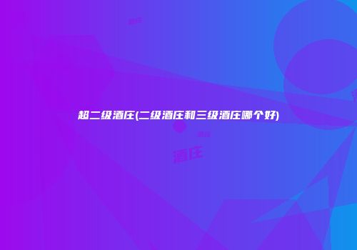 超二级酒庄(二级酒庄和三级酒庄哪个好)