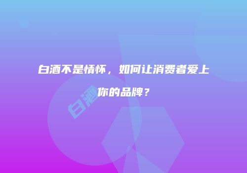 白酒不是情怀，如何让消费者爱上你的品牌？