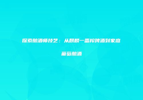 探索酿酒师技艺：从麒麟一番榨啤酒到家庭葡萄酿酒