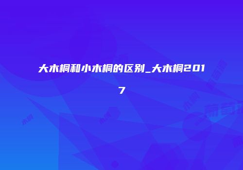 大木桐和小木桐的区别_大木桐2017