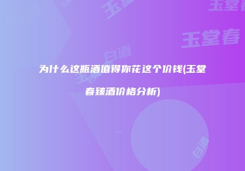 为什么这瓶酒值得你花这个价钱(玉堂春臻酒价格分析)