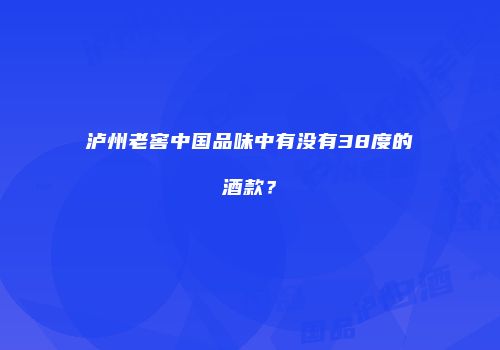 泸州老窖中国品味中有没有38度的酒款？