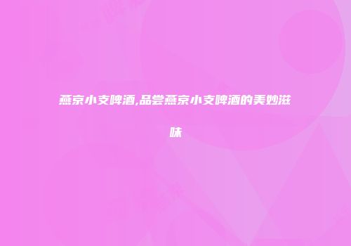 燕京小支啤酒,品尝燕京小支啤酒的美妙滋味
