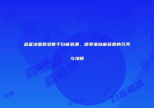 品鉴法国霞多丽干白葡萄酒，感受来自葡萄园的芬芳与浓郁