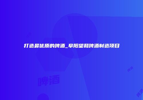 打造最优质的啤酒_阜阳望和啤酒制造项目
