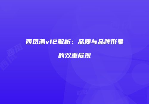 西凤酒v12解析：品质与品牌形象的双重展现