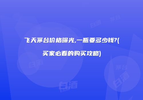飞天茅台价格曝光,一瓶要多少钱?(买家必看的购买攻略)