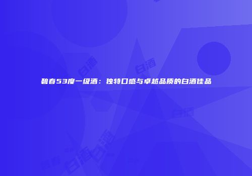 碧春53度一级酒：独特口感与卓越品质的白酒佳品