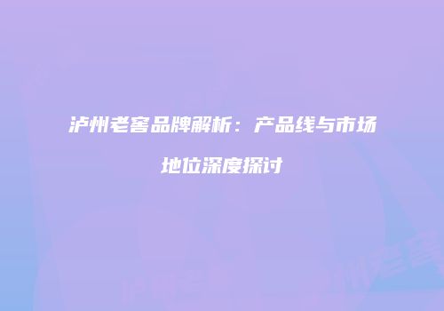 泸州老窖品牌解析：产品线与市场地位深度探讨