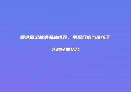 精选原浆啤酒品牌推荐：醇厚口感与传统工艺的完美结合