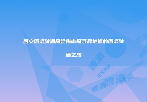西安原浆啤酒品尝指南探寻最地道的原浆啤酒之旅