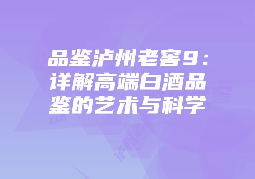 品鉴泸州老窖9：详解高端白酒品鉴的艺术与科学