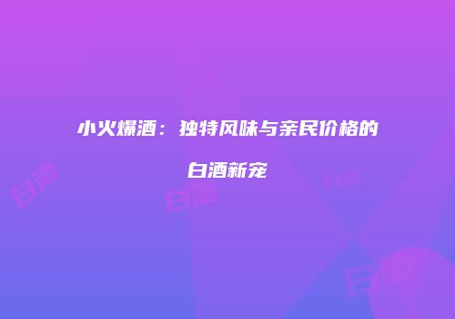 小火爆酒：独特风味与亲民价格的白酒新宠