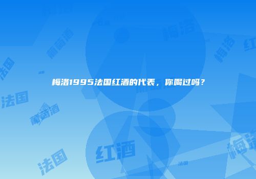 梅洛1995法国红酒的代表，你喝过吗？