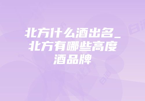 北方什么酒出名_北方有哪些高度酒品牌