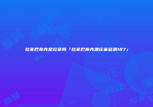 拉菲巴斯克是拉菲吗「拉菲巴斯克酒庄葡萄酒187」