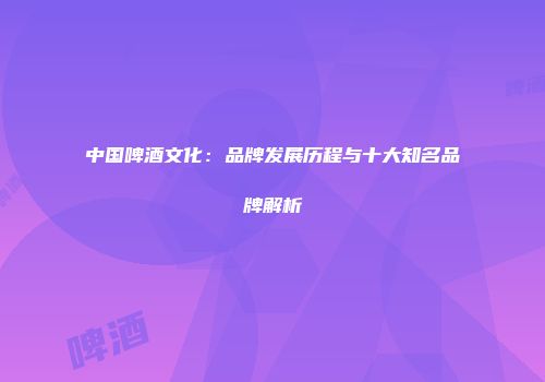 中国啤酒文化：品牌发展历程与十大知名品牌解析