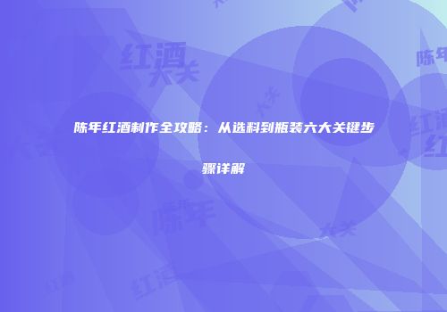 陈年红酒制作全攻略：从选料到瓶装六大关键步骤详解