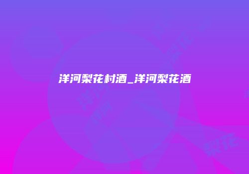 洋河梨花村酒_洋河梨花酒