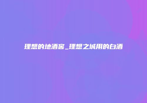 理想的地酒窖_理想之城用的白酒