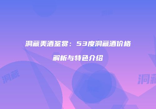 洞藏美酒鉴赏：53度洞藏酒价格解析与特色介绍