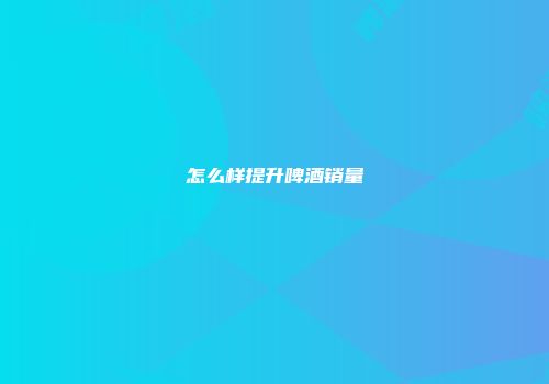 怎么样提升啤酒销量
