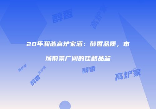 20年和谐高炉家酒：醇香品质，市场前景广阔的佳酿品鉴