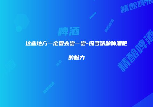 这些地方一定要去尝一尝-探寻精酿啤酒吧的魅力