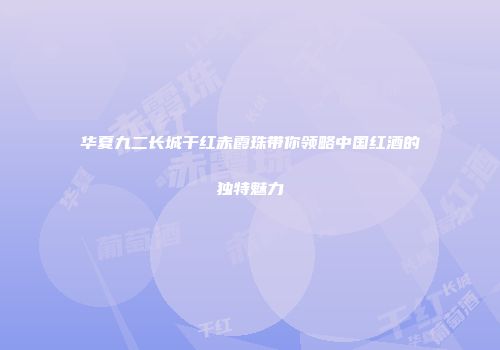 华夏九二长城干红赤霞珠带你领略中国红酒的独特魅力