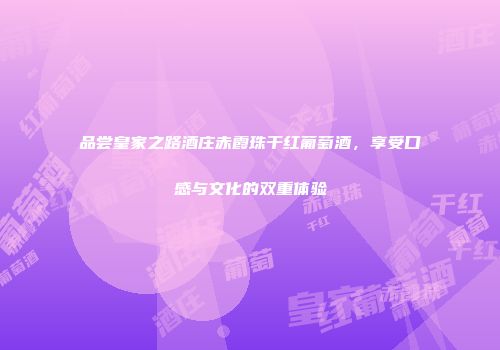 品尝皇家之路酒庄赤霞珠干红葡萄酒，享受口感与文化的双重体验