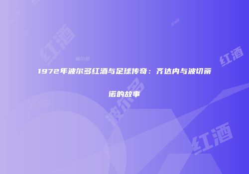 1972年波尔多红酒与足球传奇：齐达内与波切蒂诺的故事
