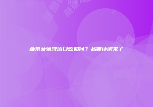 燕京菠萝啤酒口感如何？品尝评测来了