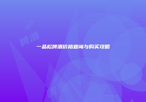 一品松啤酒价格查询与购买攻略