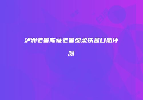 泸洲老窖陈藏老窖绵柔铁盒口感评测