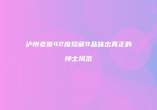 泸州老窖42度珍藏9品味出真正的绅士风范