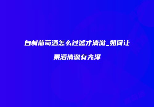 自制葡萄酒怎么过滤才清澈_如何让果酒清澈有光泽