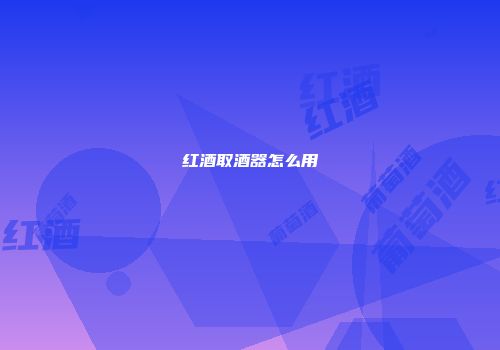 红酒取酒器怎么用
