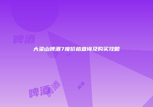 大梁山啤酒7度价格查询及购买攻略