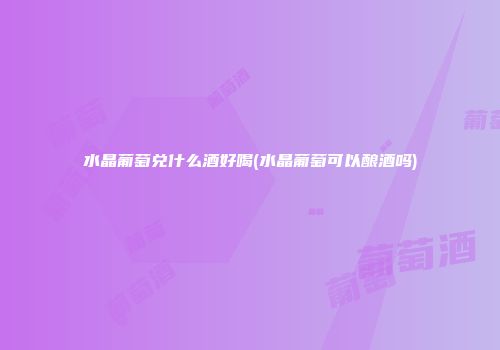 水晶葡萄兑什么酒好喝(水晶葡萄可以酿酒吗)